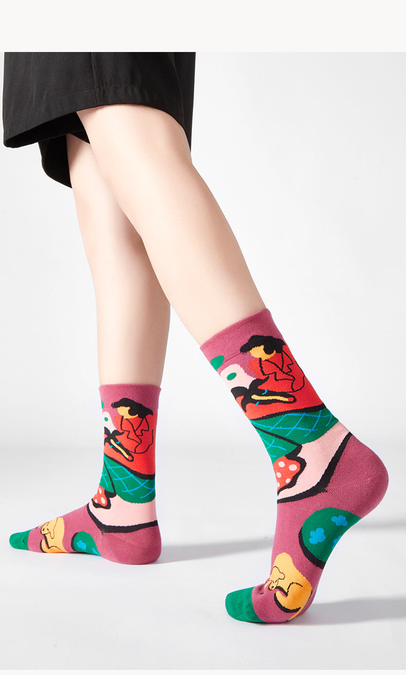 5 Pair set cartoon color trend Autumn and winter socks for men & women