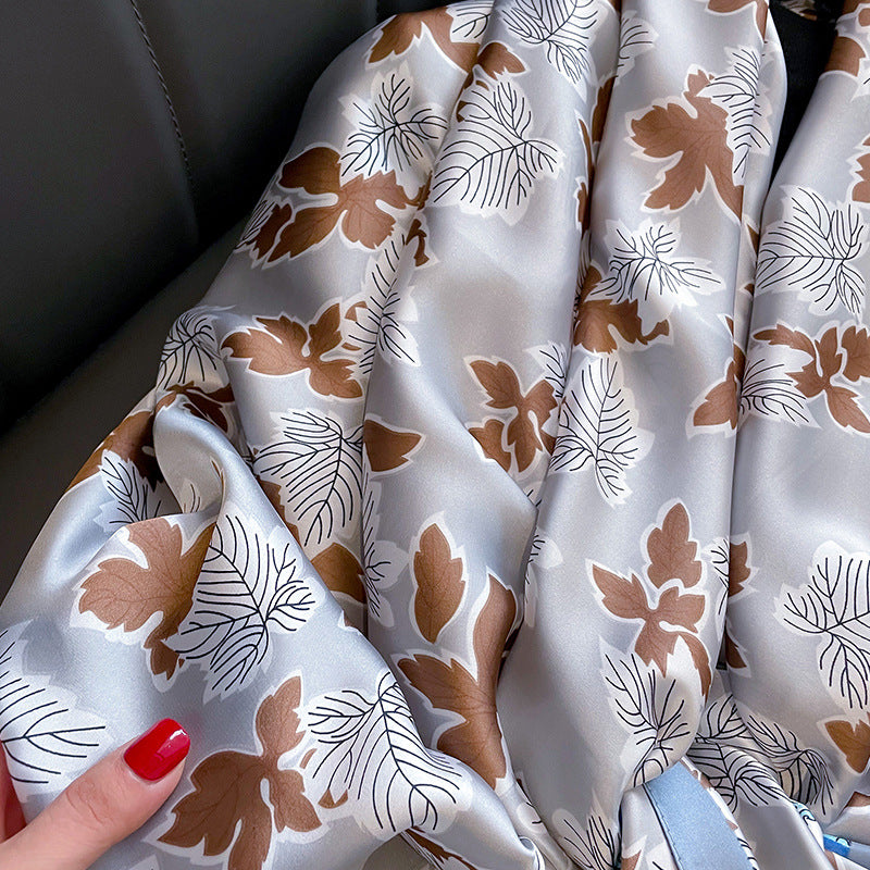 Beautiful Sea Wave & Floral pattern printed Satin Silk Scarf