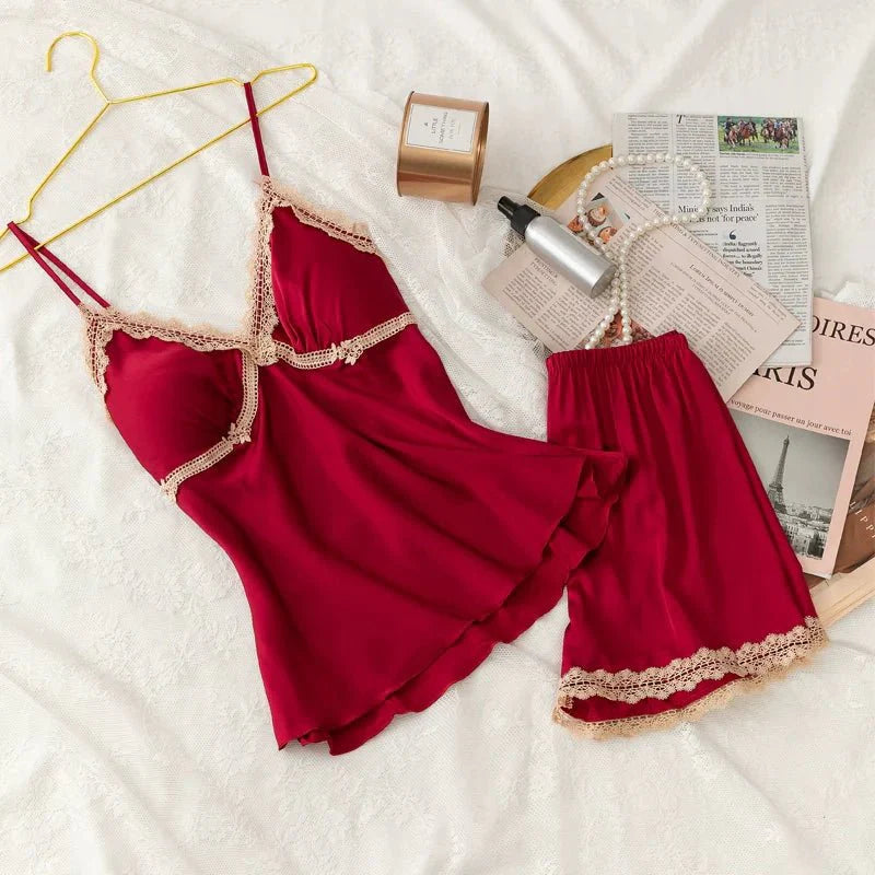 Women's Ice silk summer thin suspender shorts loungewear