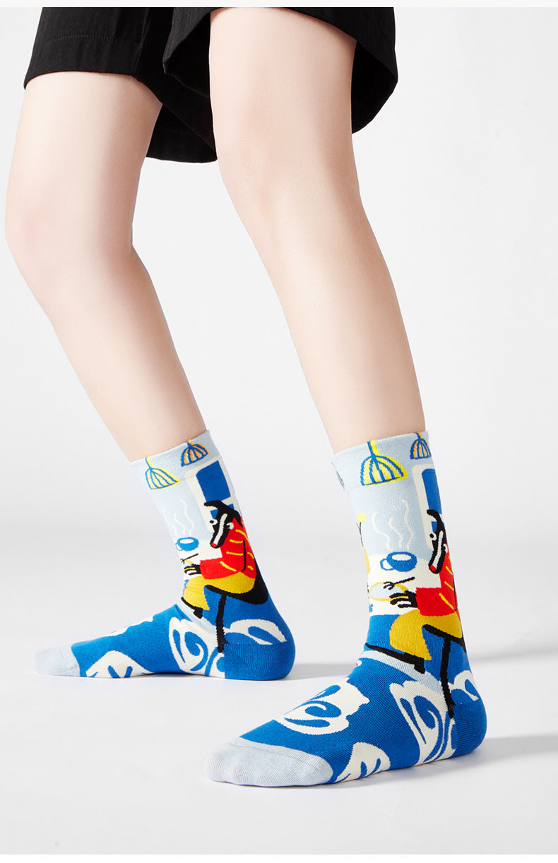 5 Pair set cartoon color trend Autumn and winter socks for men & women