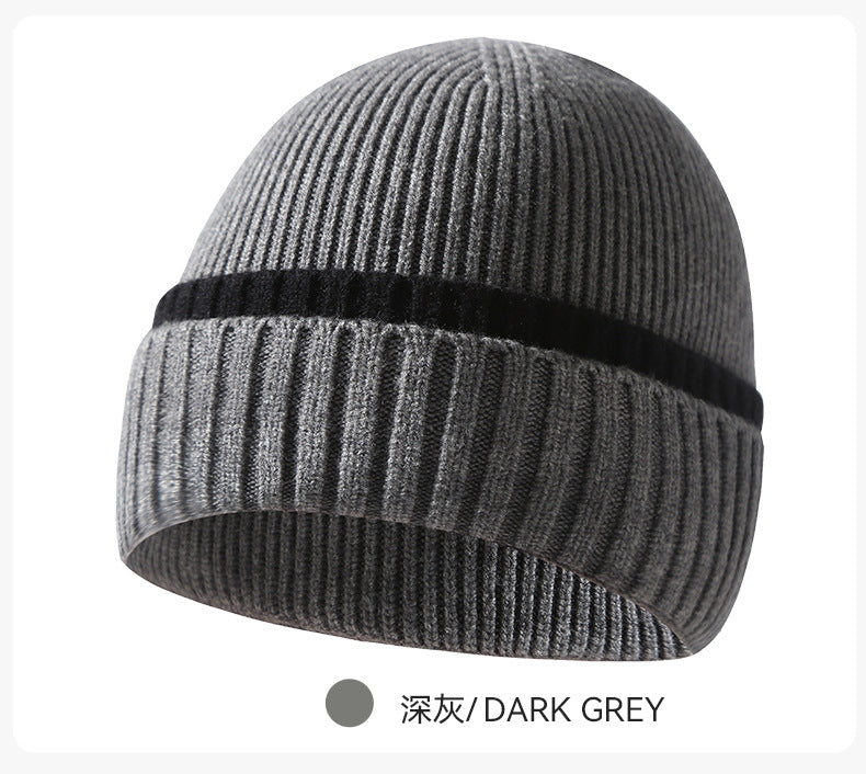 Yarn knitted winter men's and women's thickened beanie hat