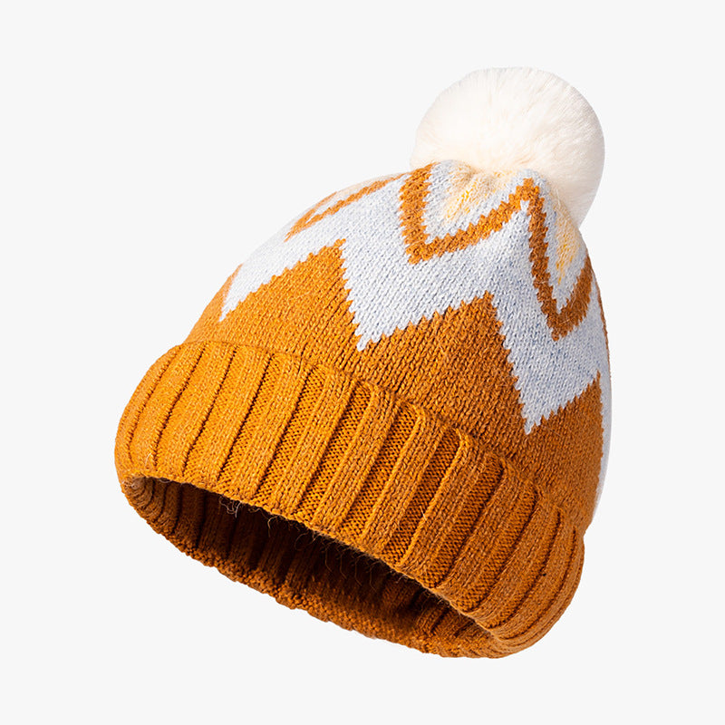 Western Style Knitted Rabbit fur Thick Warm Wool Beanie Hat