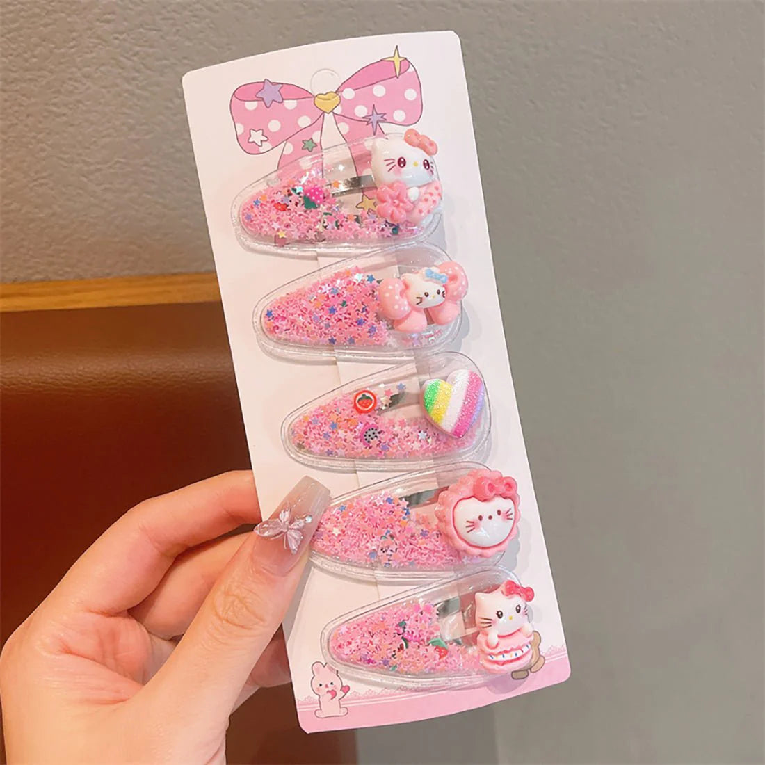 Children's Cute Cartoon Face Quicksand Inside Hairpin Clip