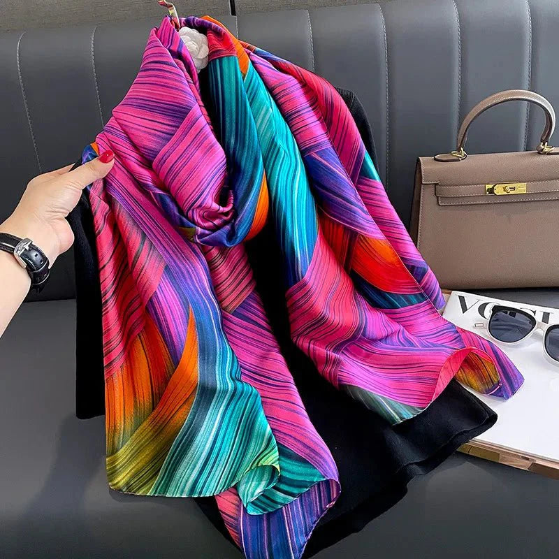 Women's Luxury Design Satin Silky Smooth Scarf 90x180cm