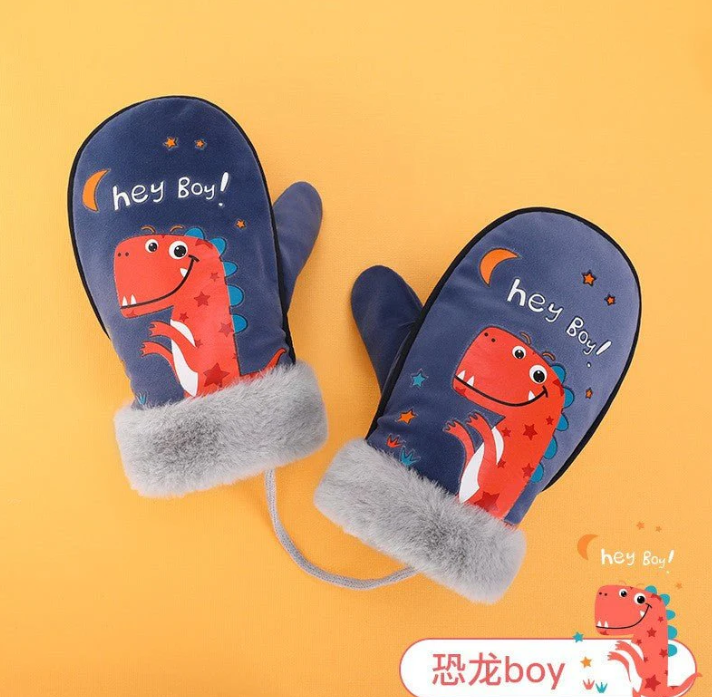 Windproof Thickened Cartoon Painted Luxury Hand gloves for Kids