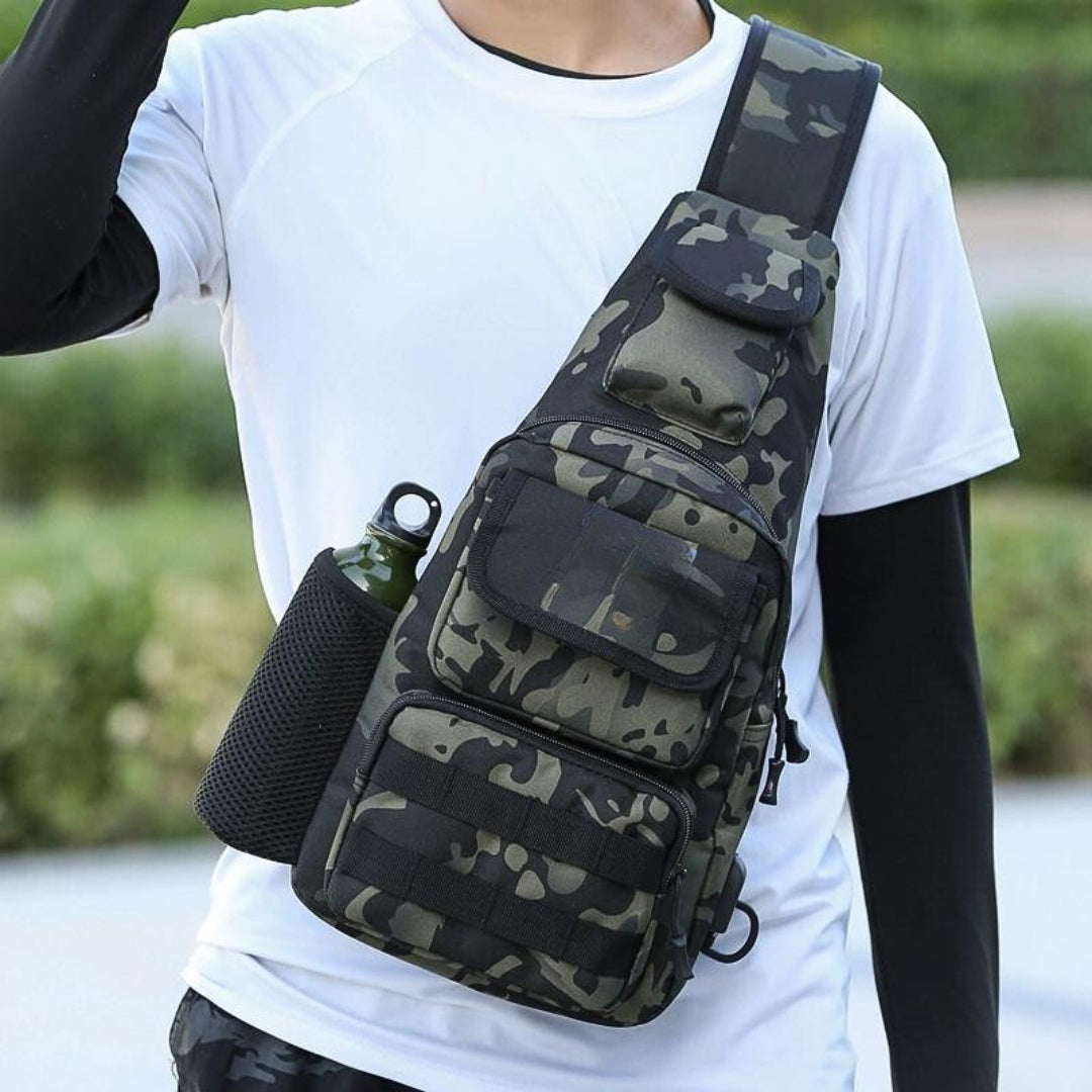 Camouflage tactical crossbody bag for travel and hiking (ALAUDDIN)