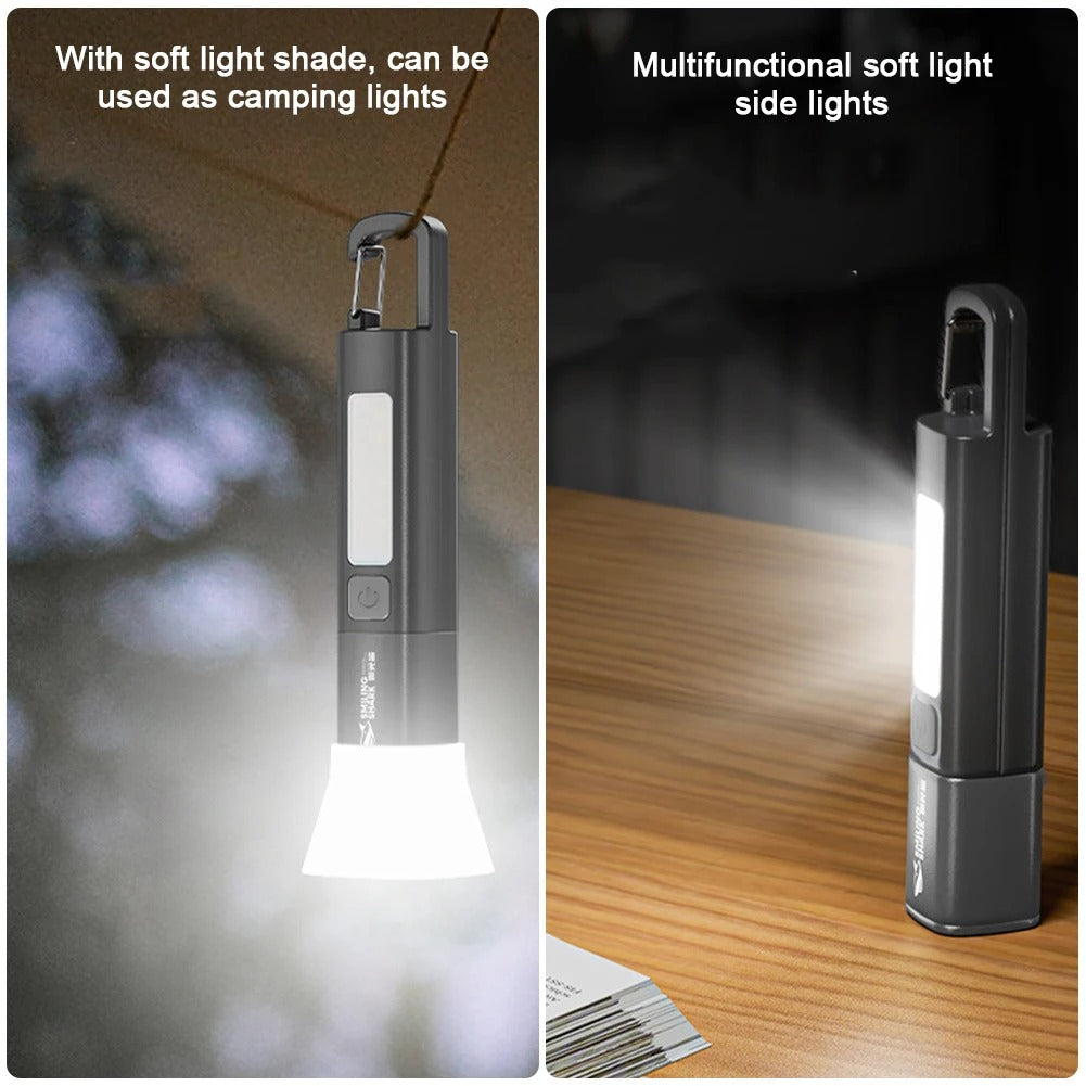 Camping Outdoor Mini Charging Extra Hood Multi-Function Flashlight