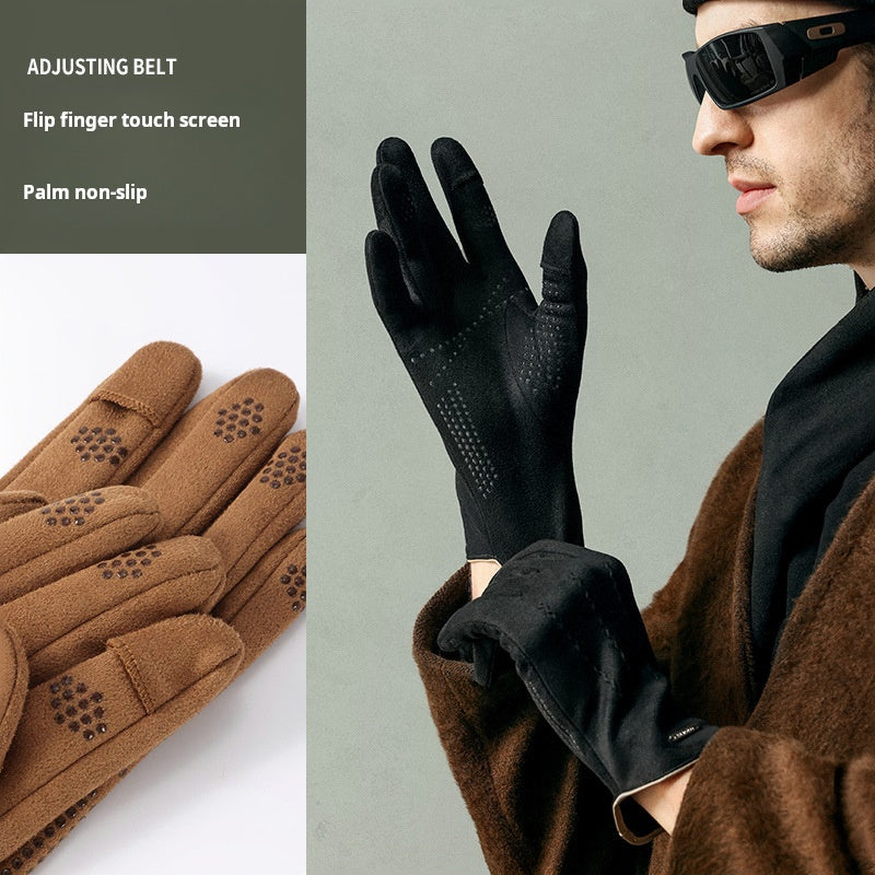 Autumn and Winter Outdoor Anti Slip Thickened Suede Made Winter Gloves