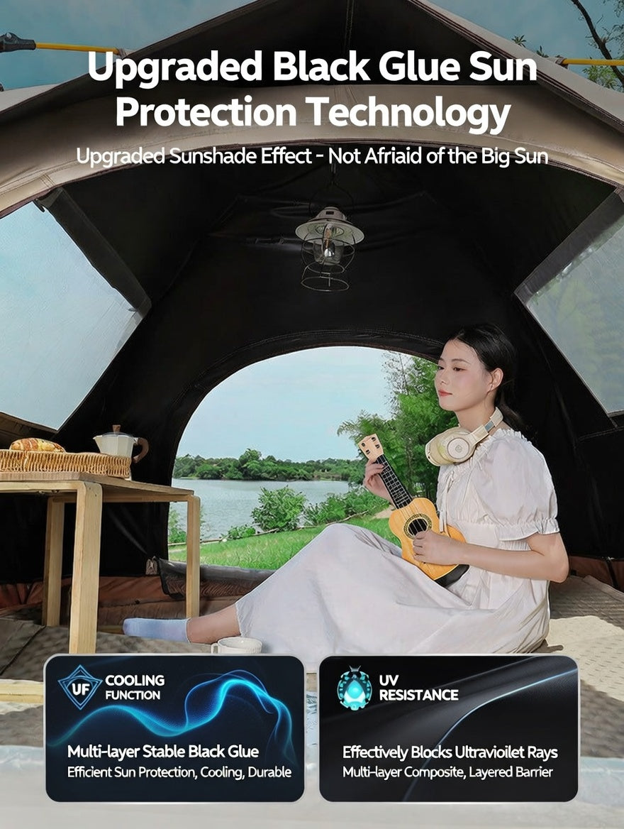 Portable Automatic Waterproof Camping Tent with Sun Protection and Mosquito Mesh
