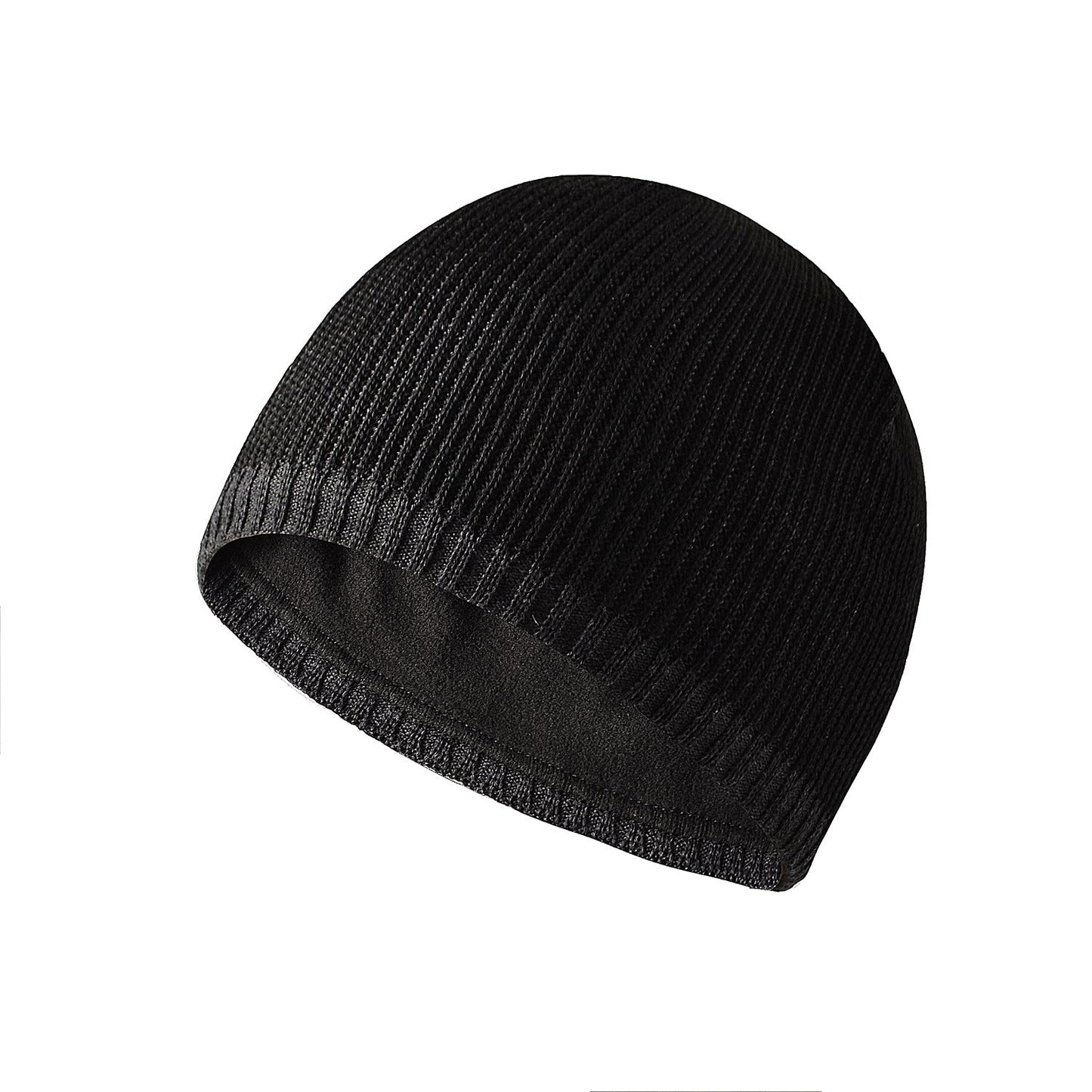 Two-color straight-brimmed knitted outdoor hat for men