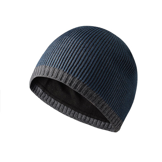 Two-color straight-brimmed knitted outdoor hat for men