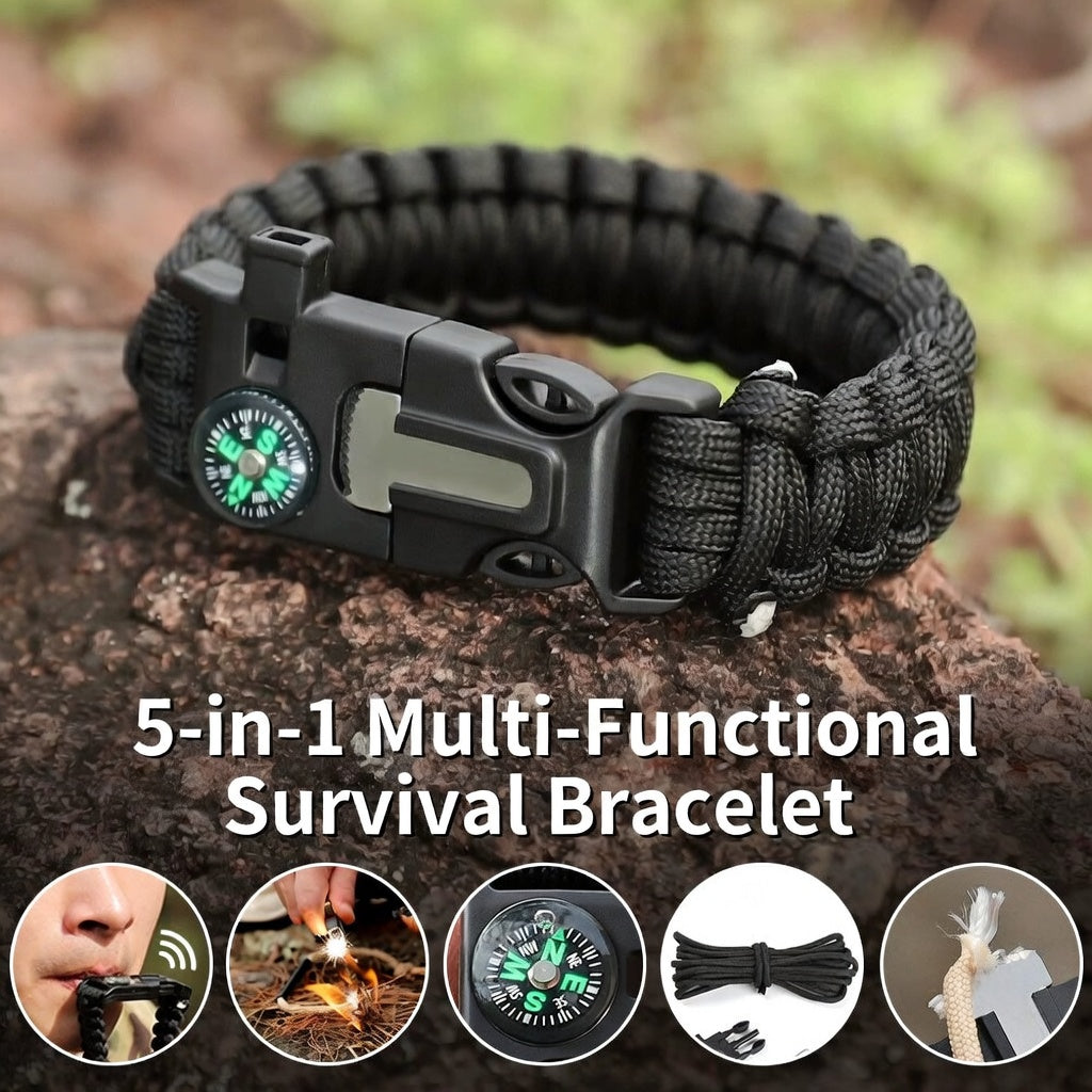 Seven Core Paracord Survival Bracelet Compass Whistle Flint Tool Kit
