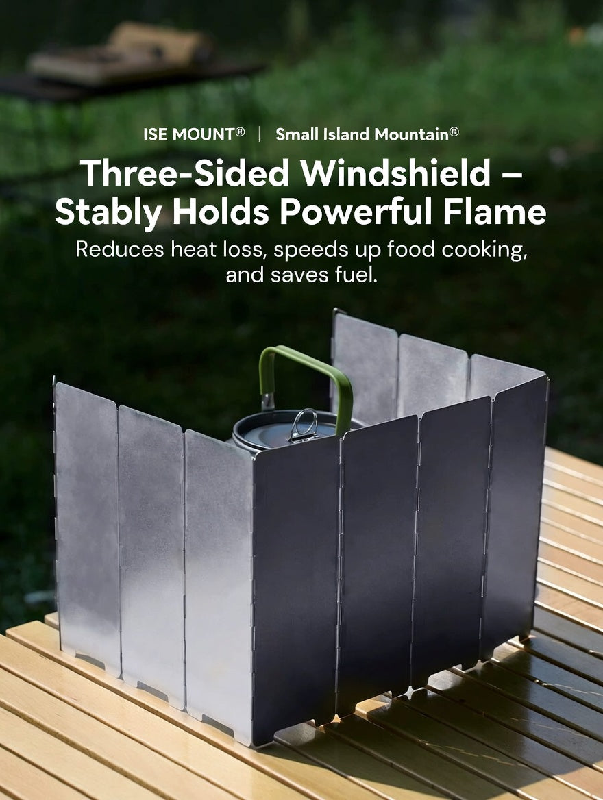 ISE MOUNT Aluminum Camping Windshield Foldable Stove Wind Shield Kit