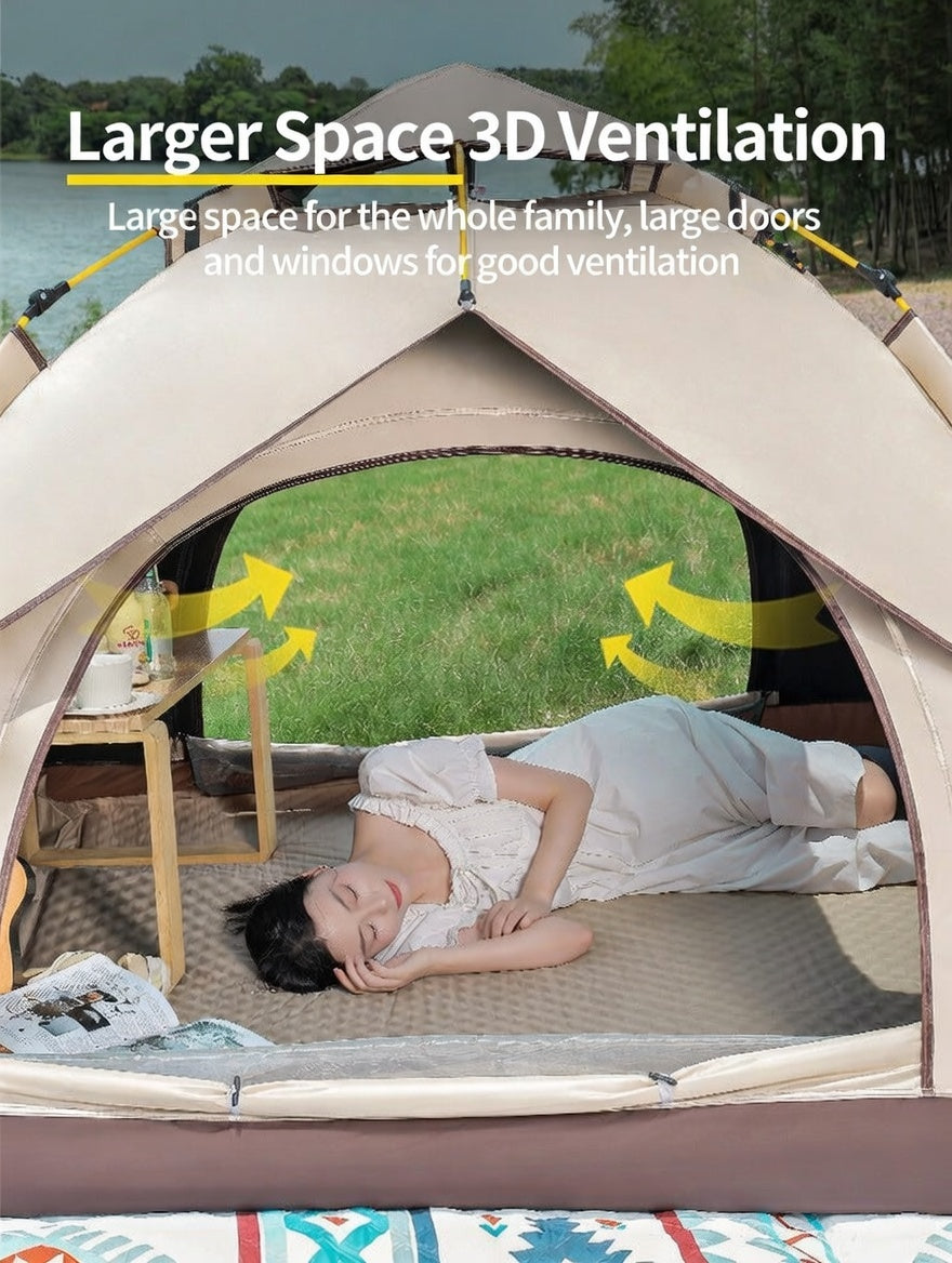 Portable Automatic Waterproof Camping Tent with Sun Protection and Mosquito Mesh