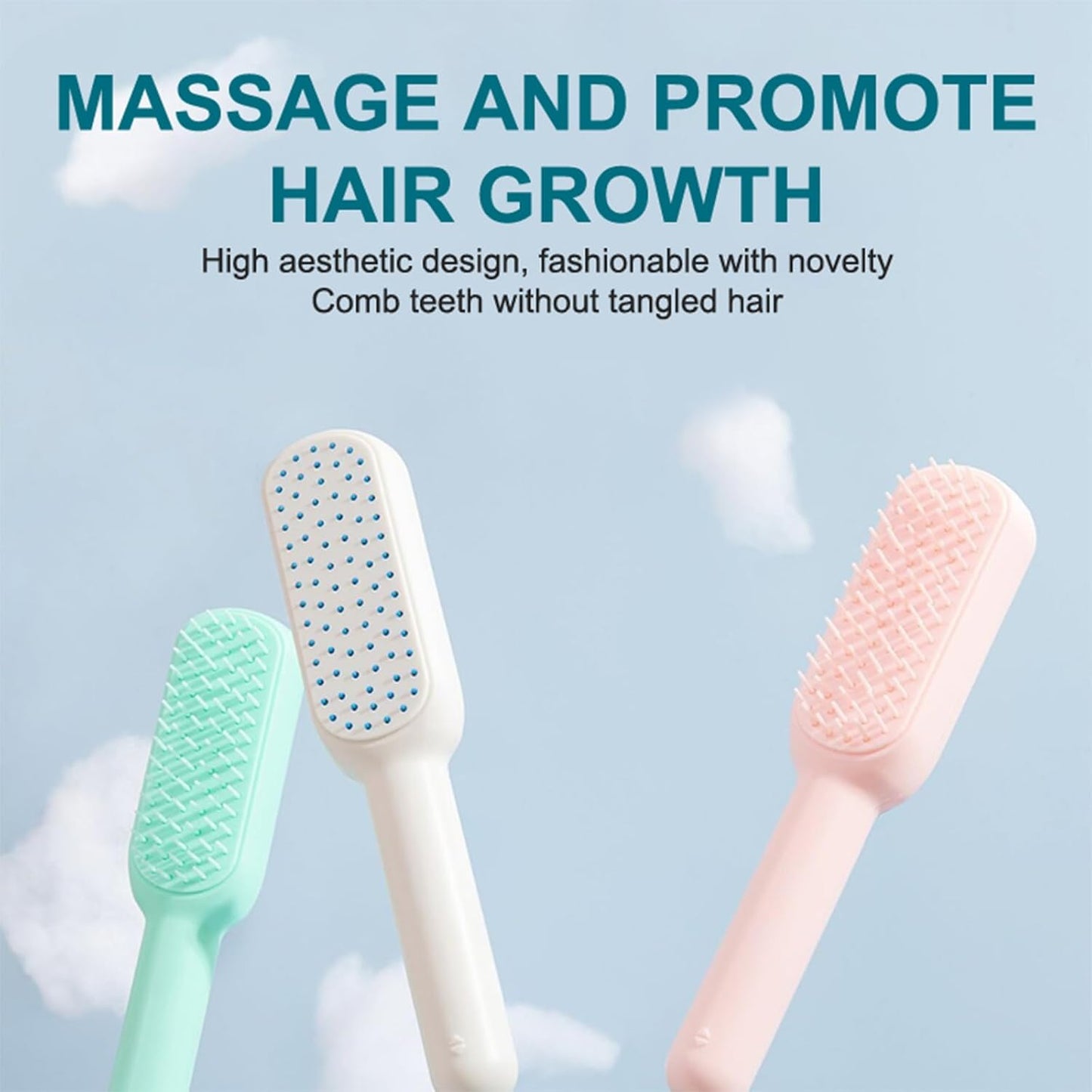 KUULA Retractable One-Click Self-Cleaning Detangling Scalp Massage Hair Brush - Pastel Pink Selection