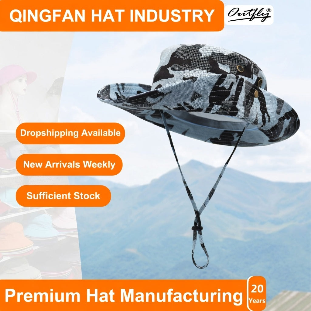 Outfly Tactical Camouflage Sun Hat Wide Brim Fishing Cap