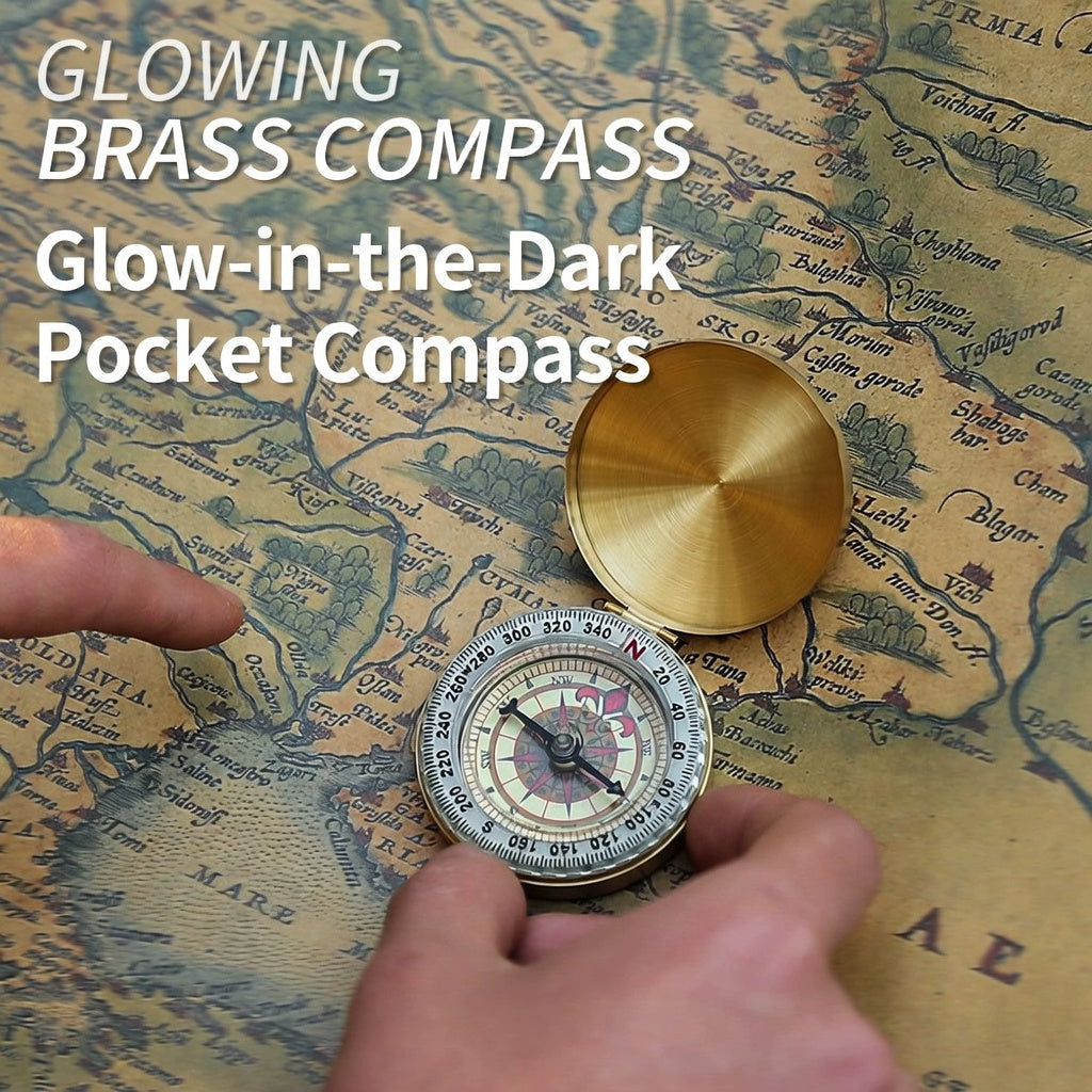 Copper Pocket Compass Luminous Dial Gold Plated Outdoor Navigation Edition