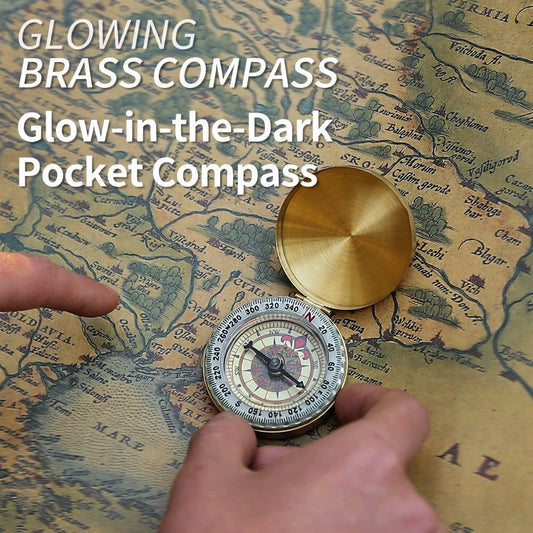 Copper Pocket Compass Luminous Dial Gold Plated Outdoor Navigation Edition