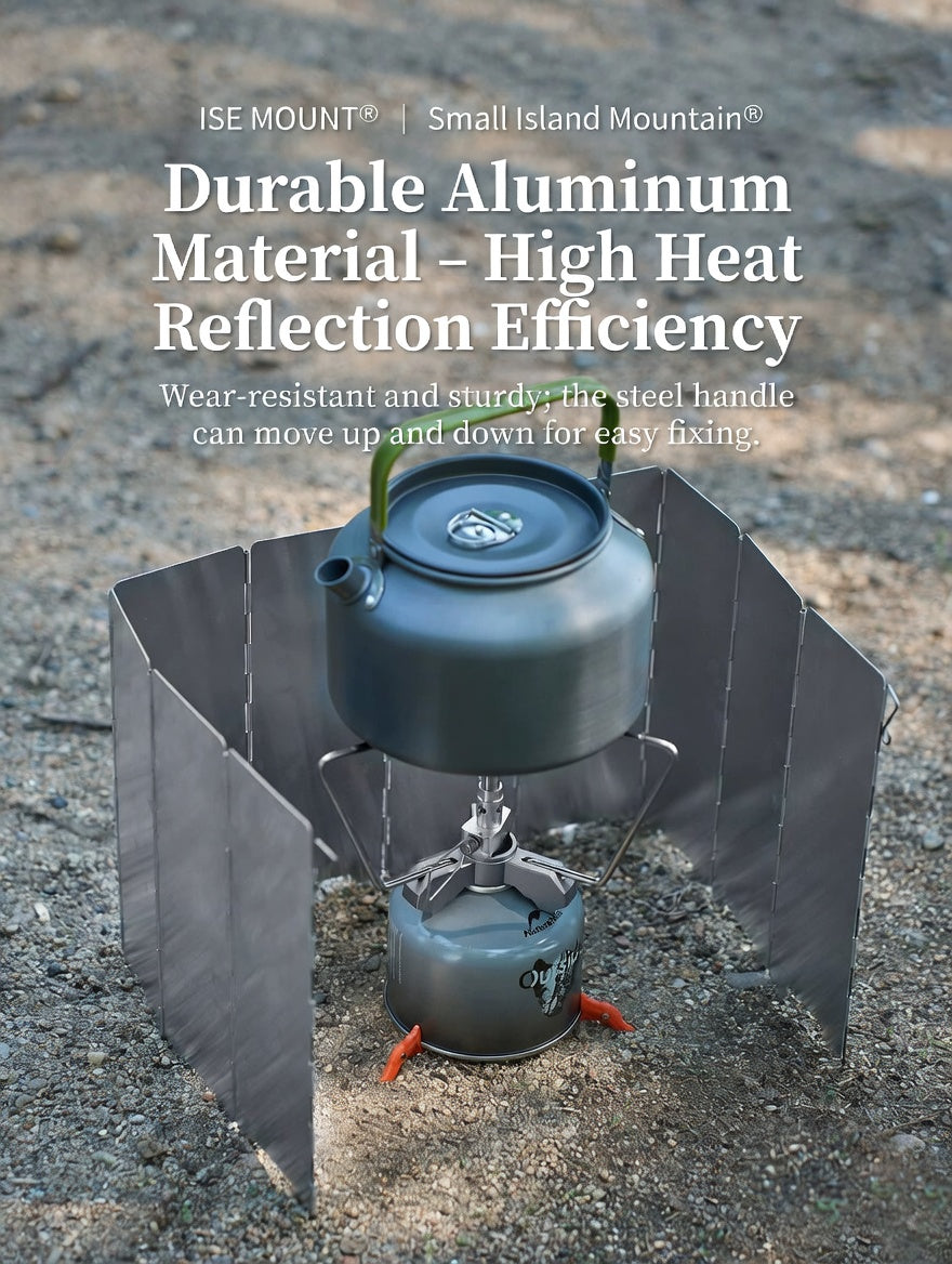 ISE MOUNT Aluminum Camping Windshield Foldable Stove Wind Shield Kit