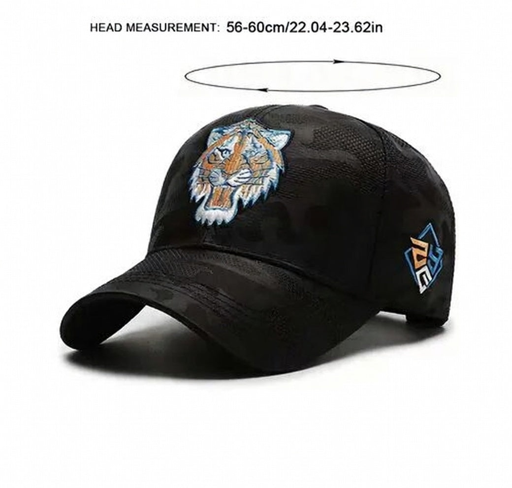 Jumaomao Korean Style Tiger Head Embroidered Adjustable Outdoor Baseball Cap