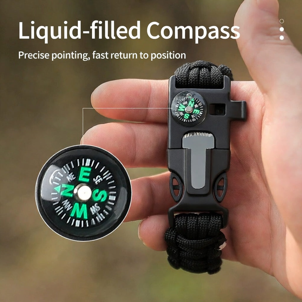 Seven Core Paracord Survival Bracelet Compass Whistle Flint Tool Kit
