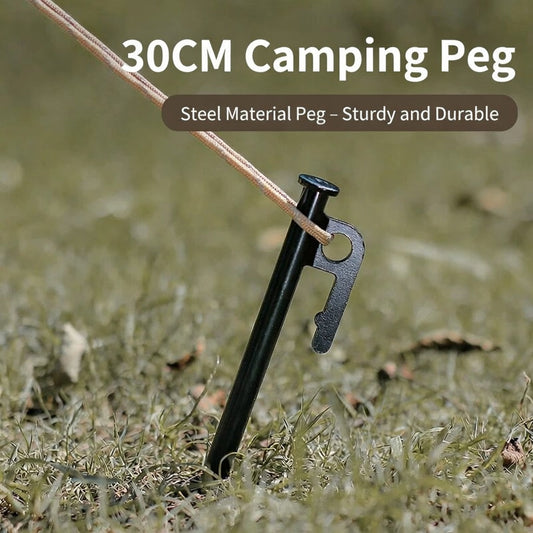 Heavy Duty Black Steel Tent Stakes Pegs Camping Shelter Anchor