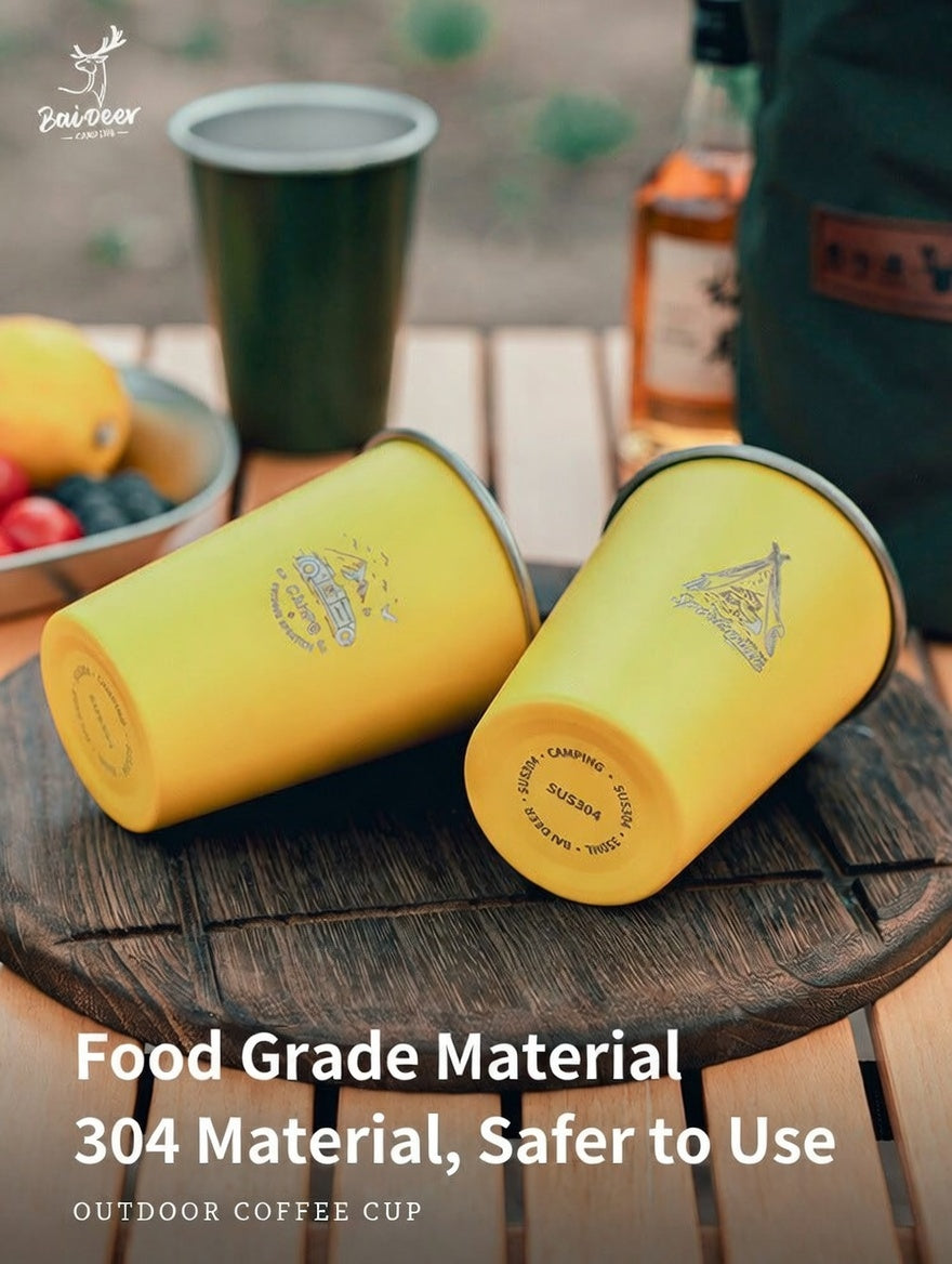 Portable 304 Stainless Steel Camping Coffee Cup with Carry Bag