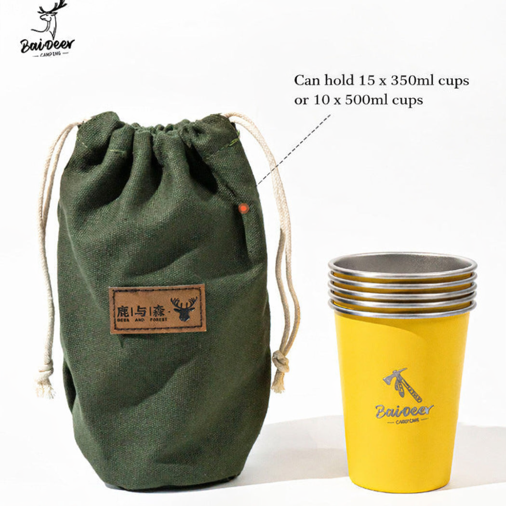 Portable 304 Stainless Steel Camping Coffee Cup with Carry Bag