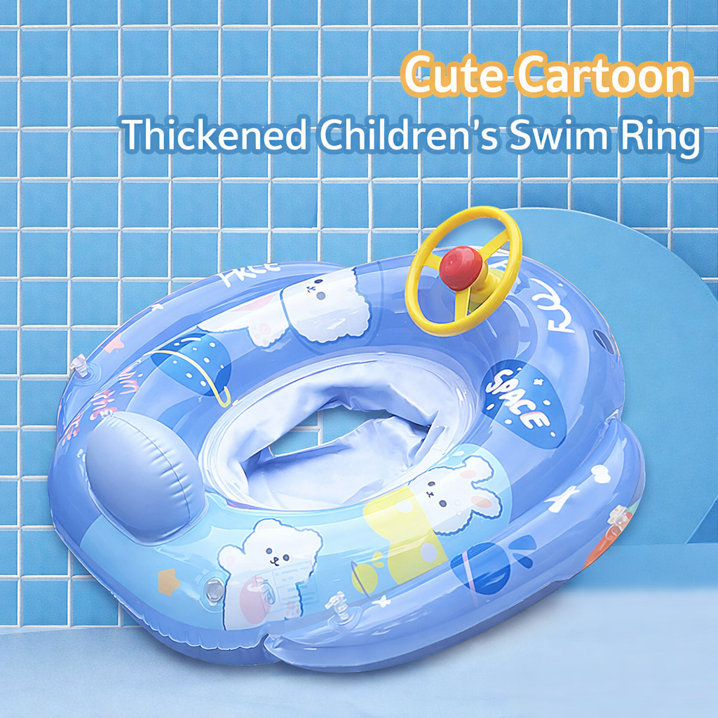 Thickened Anti-Rollover Inflatable Cartoon Swimming Boat Ring For Kids