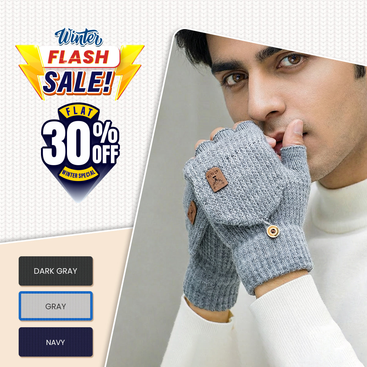 Thick Winter Indoor Hand Warmers Knitted Half Finger Gloves