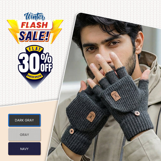 Thick Winter Indoor Hand Warmers Knitted Half Finger Gloves
