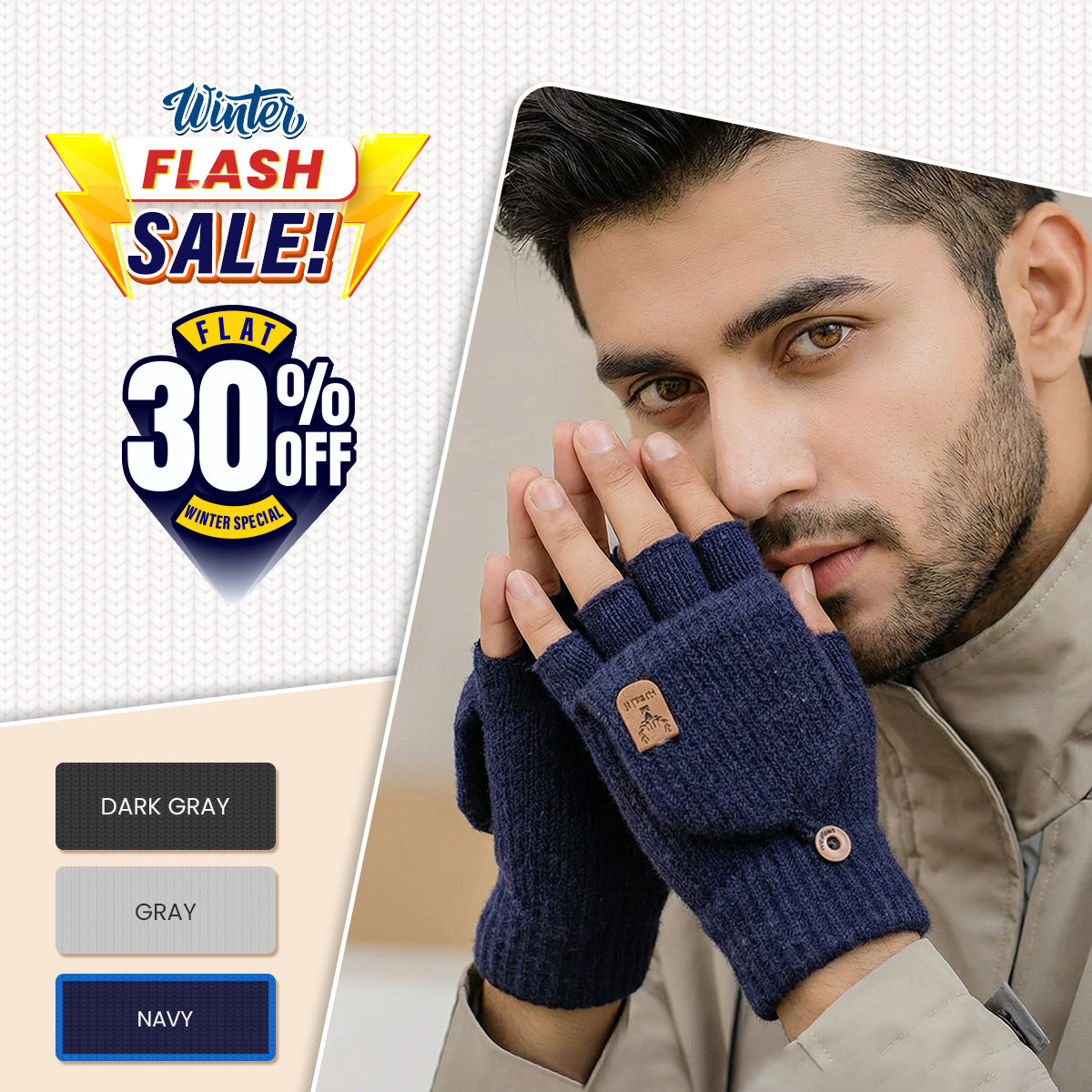 Thick Winter Indoor Hand Warmers Knitted Half Finger Gloves