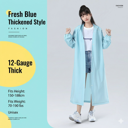 Non-Disposable EVA Rain Poncho for Adults Portable Travel