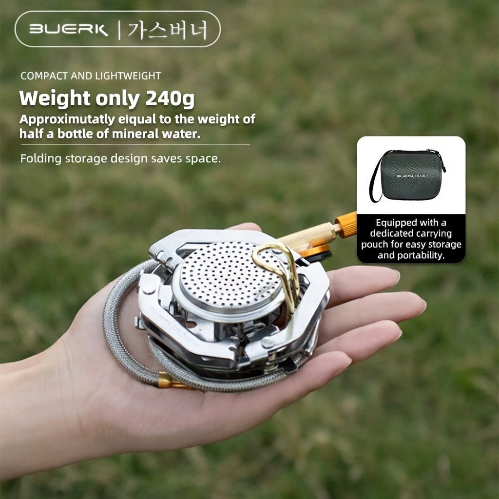 Buerk Portable Outdoor Gas Stove Windproof Pocket Furnace Camping Gear