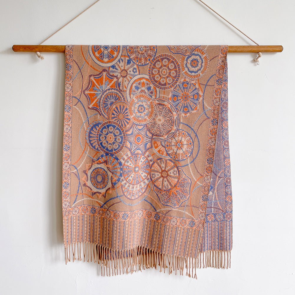 Women's Retro Design Colorful High Quality Winter Shawl