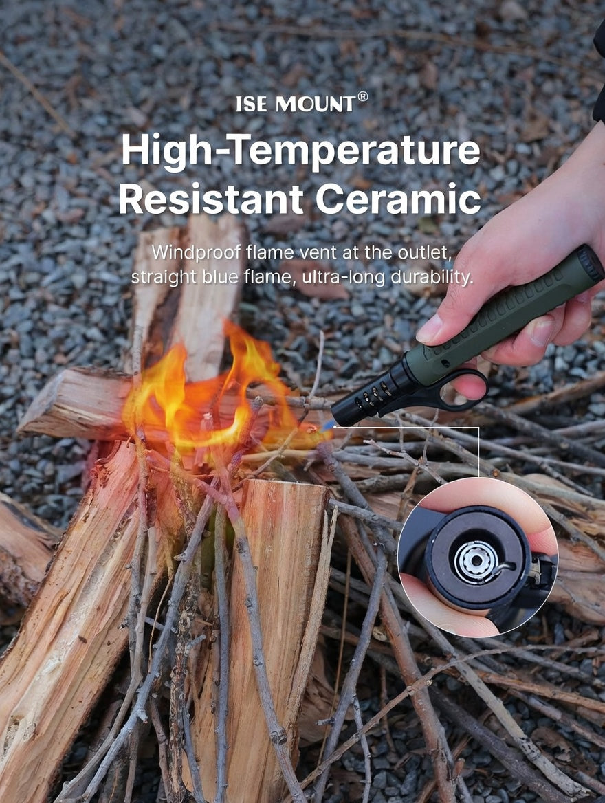 Refillable Windproof Camping Torch Lighter Adjustable Flame Outdoor BBQ Ignition