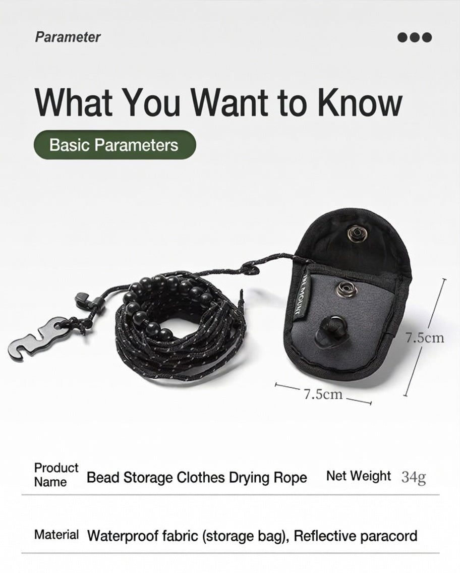 ISE MOUNT 3 Meter Retroreflective Windproof Drying Rope Storage Kit