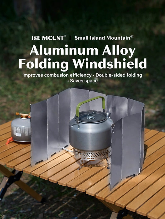 ISE MOUNT Aluminum Camping Windshield Foldable Stove Wind Shield Kit