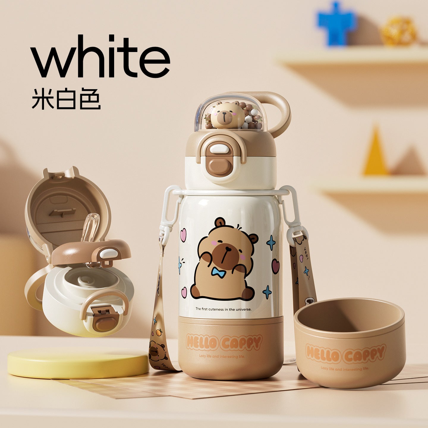 Mai Du 400ml Kids Thermos Cup Stainless Steel Straw Coffee