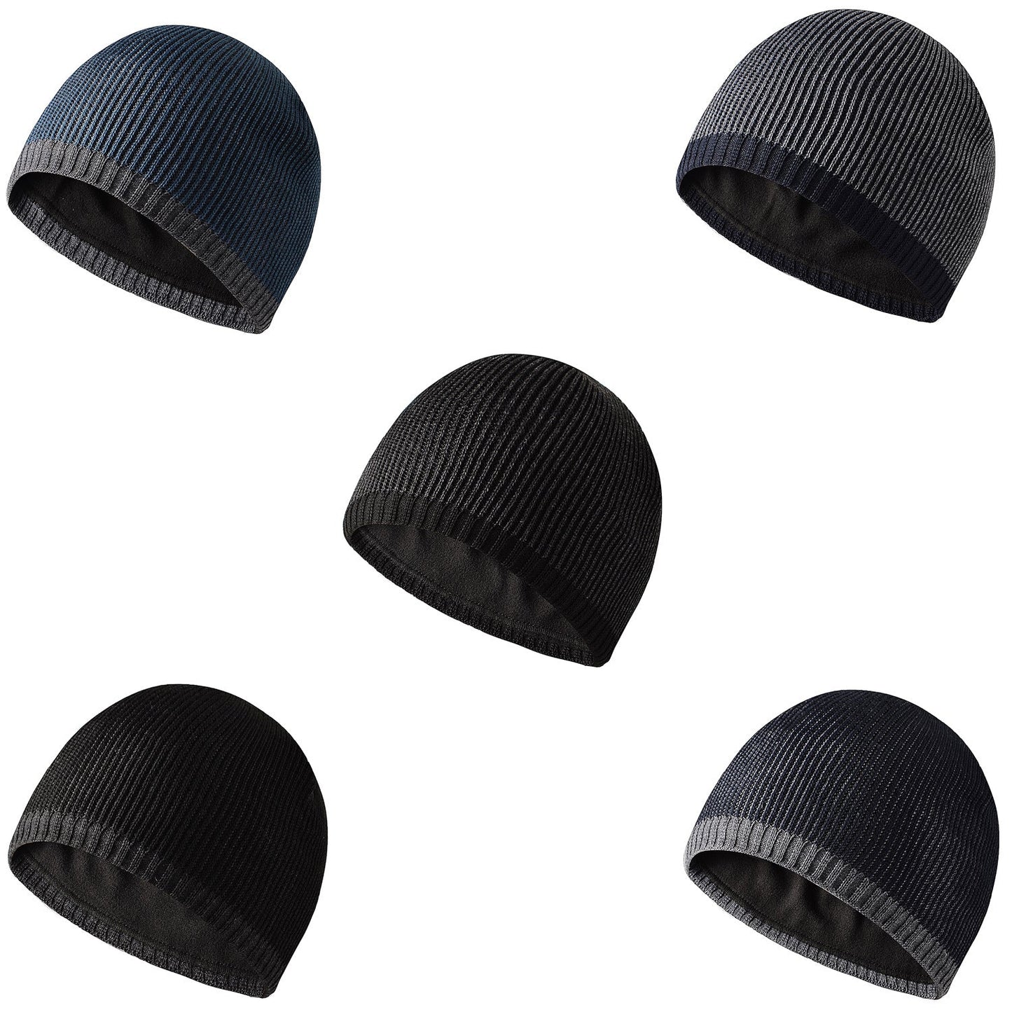 Two-color straight-brimmed knitted outdoor hat for men