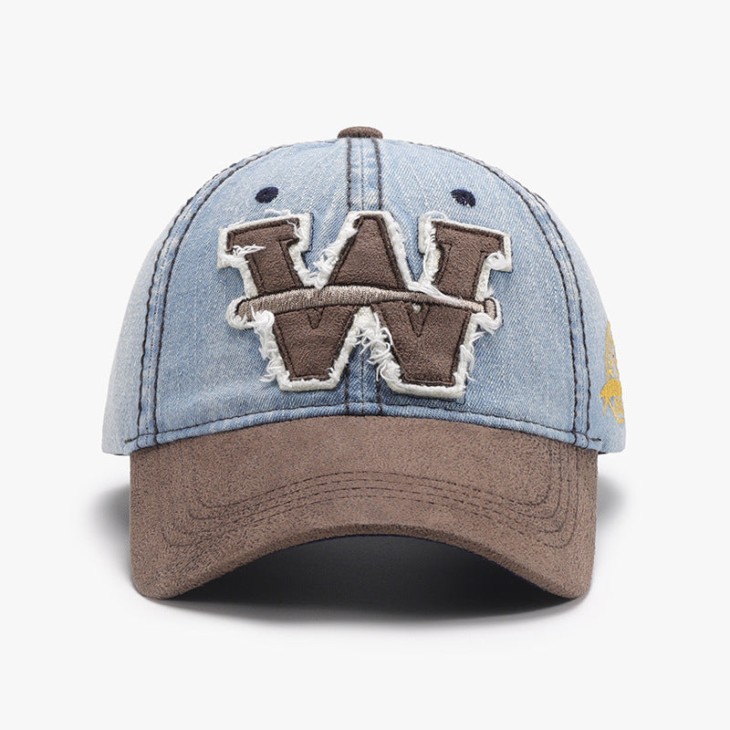 Letter patch color blocking men's and women's versatile breathable soft top baseball cap