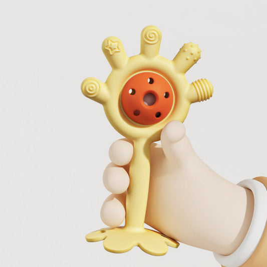 2 in 1 High Quality Silicone Palm Rattle Teether Toy for Babies