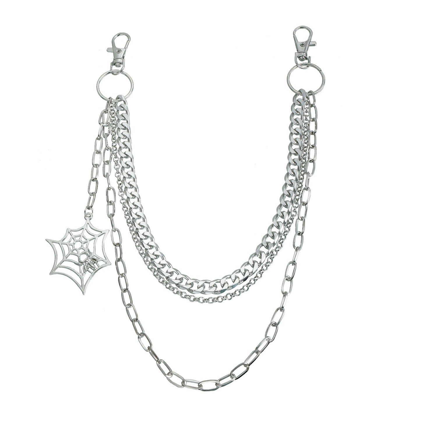 Gothic Spider Web Multi-Layer Metal Waist Chain Belt for Jeans