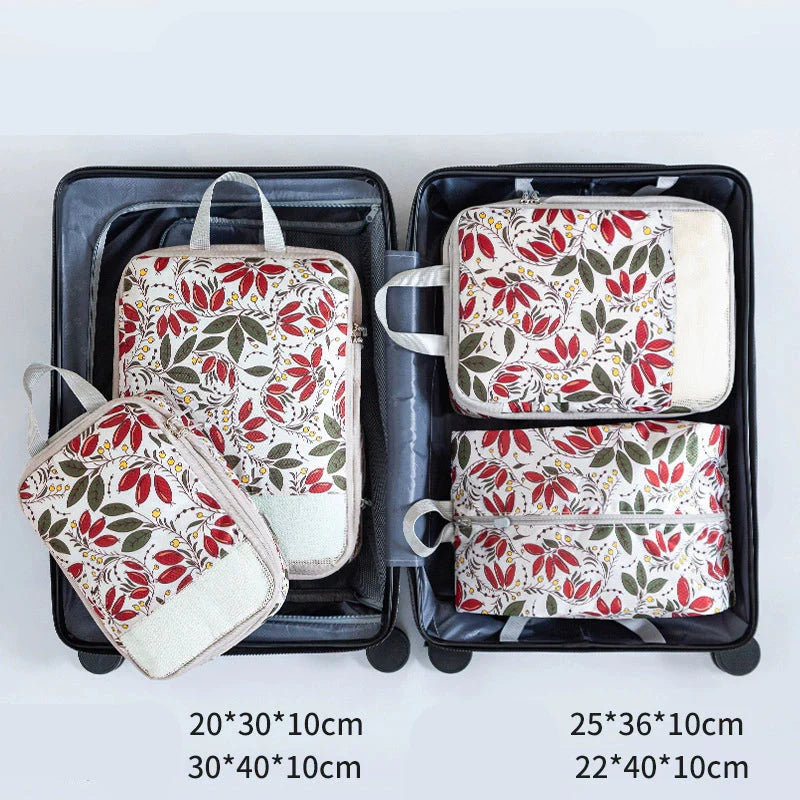 Printed travel pouch compression 4pcs set Travel Storage Bag