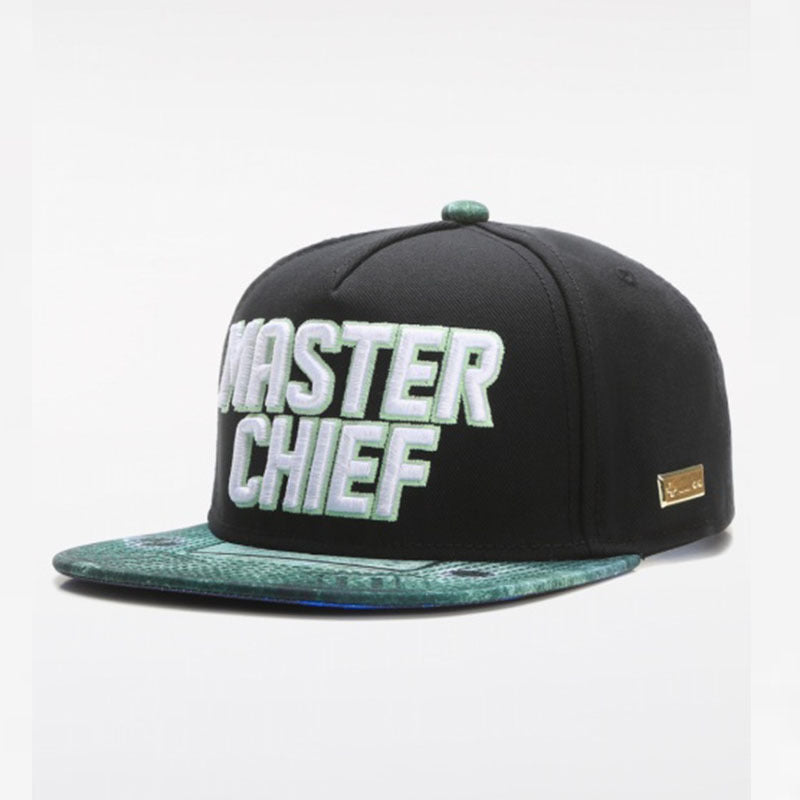 Embroidery metal logo black adult flat brim hat