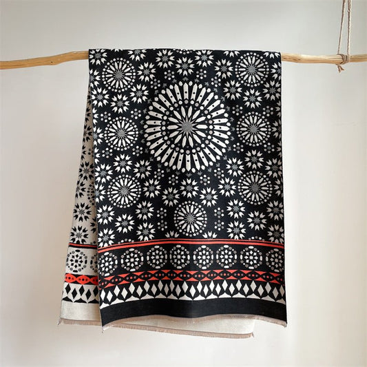 Women's Bohemian Style Sunflower Pattern High Quality Winter Shawl