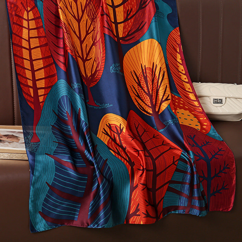 Elegant Silky & Luxury Design Multicolor Women Satin Silk Scarf