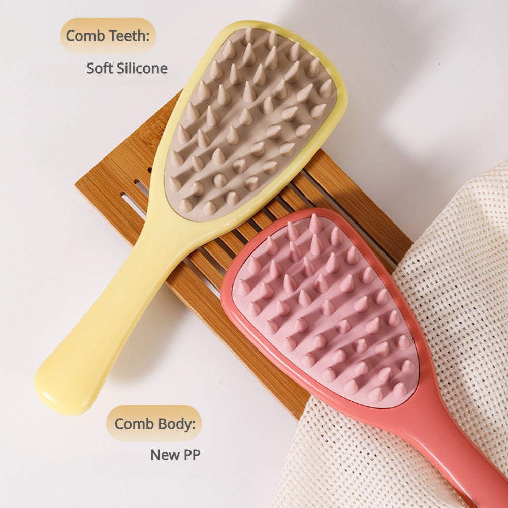 Ergonomic Ginkgo Leaf Scalp Massager Shampoo Brush - Crimson Red Edition