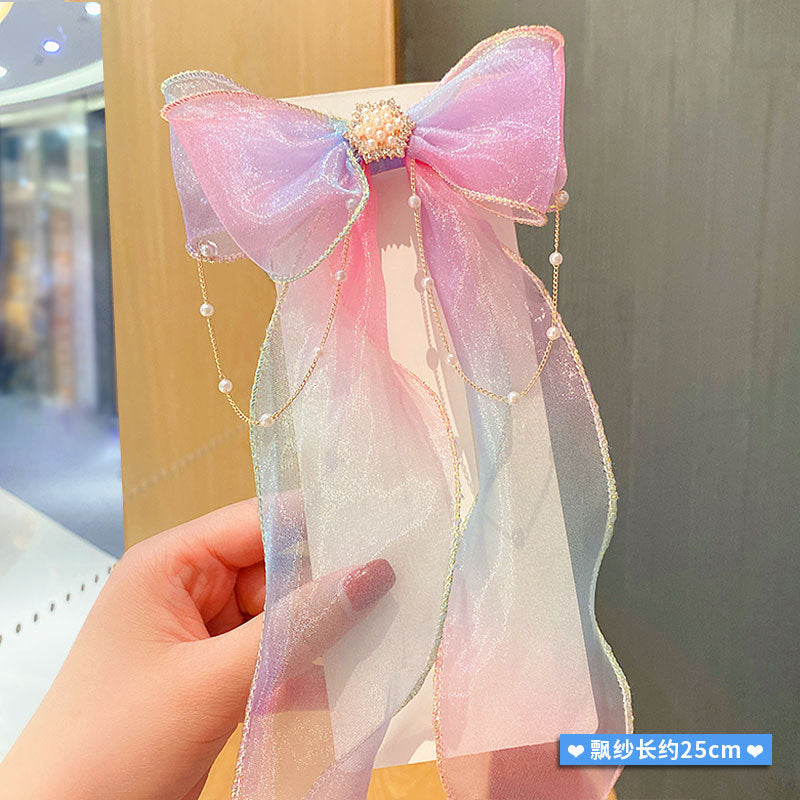 Children's Cute little Girl Rainbow Bow Braided Hairpins