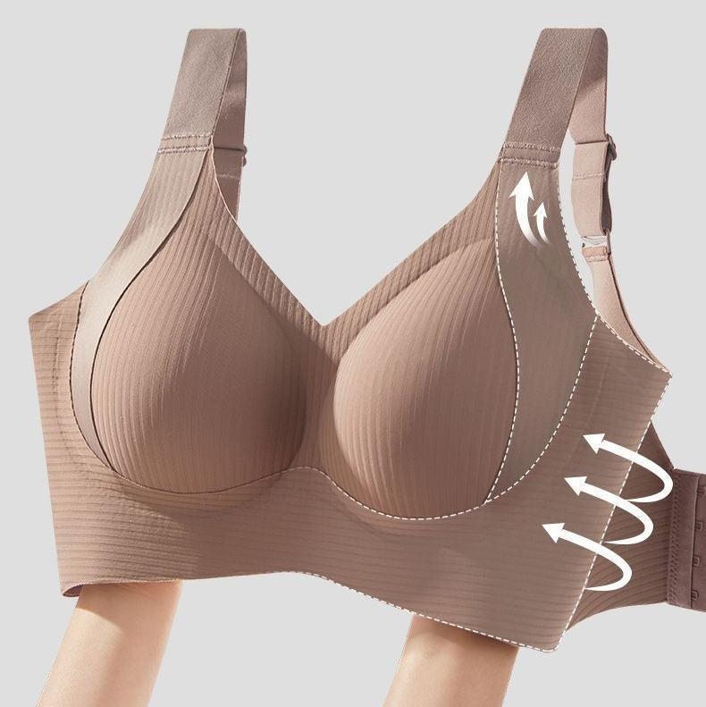 Breathable Seamless Full Cup Supportive Bra Large Size Champagne
